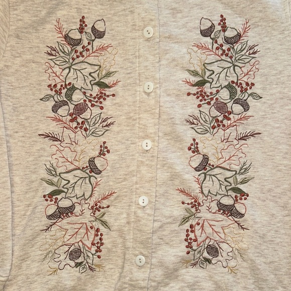Elegant vintage fall Embroidered Button-Up sweatshirt, material Cardigan - Picture 3 of 4